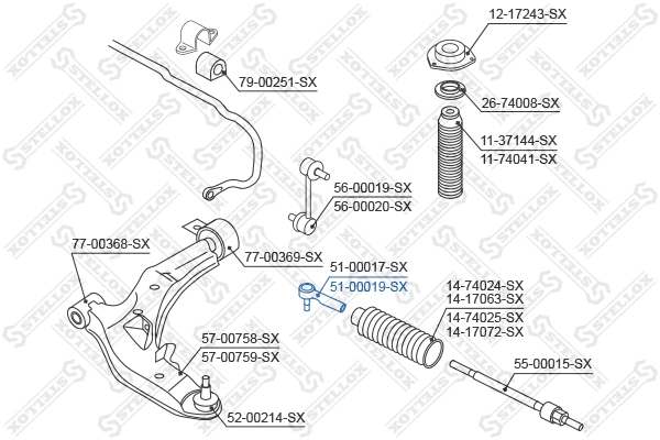 Rotule de barre de connexion STELLOX 51-00019-SX