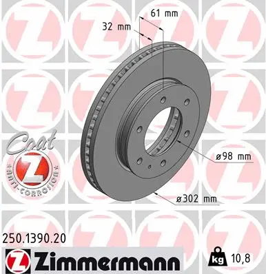 Disque de frein ZIMMERMANN 250.1390.20