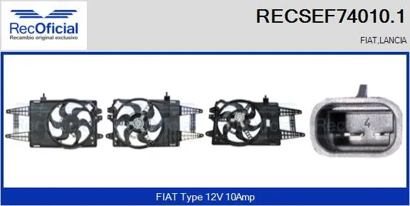 Moteur électrique, ventilateur pour radiateurs RECOFICIAL RECSEF74010.1