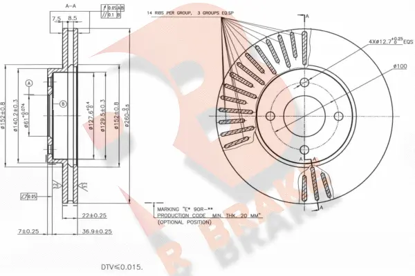 Disque de frein R BRAKE 78RBD27794