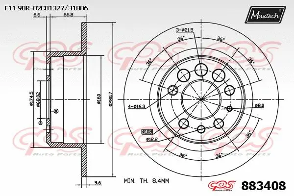 Disque de frein MAXTECH 883408