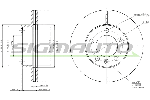 Disque de frein SIGMAUTO DBB974V
