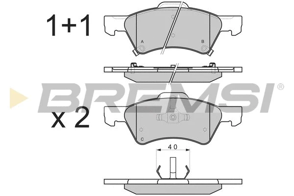 Kit de plaquettes de frein, frein à disque BREMSI BP3222