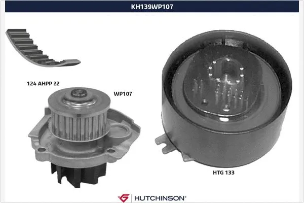 Pompe à eau + kit de courroie crantée HUTCHINSON KH 139WP107