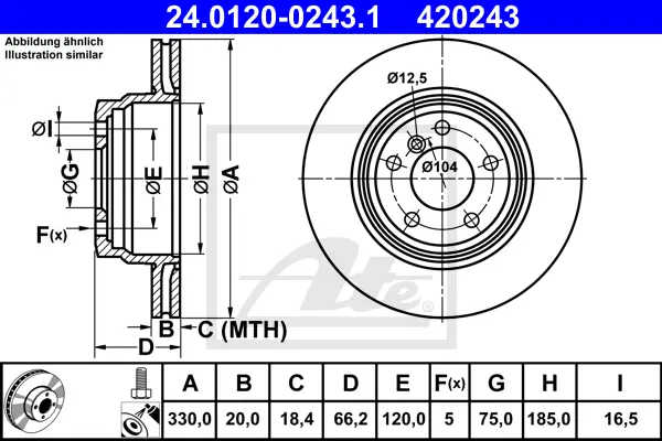 Disque de frein ATE-APAC 24.0120-0243.1