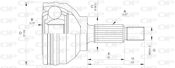 Jeu de joints, arbre de transmission OPEN PARTS CVJ5627.10