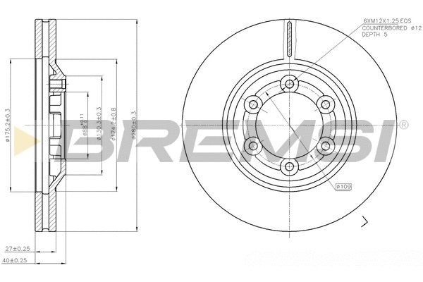 Disque de frein BREMSI CD7947V