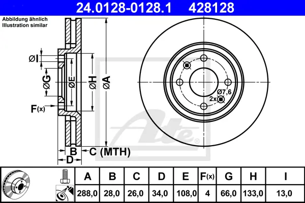 Disque de frein ATE-APAC 24.0128-0128.1