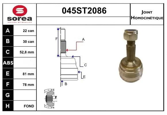 Jeu de joints, arbre de transmission STARTCAR 045ST2086