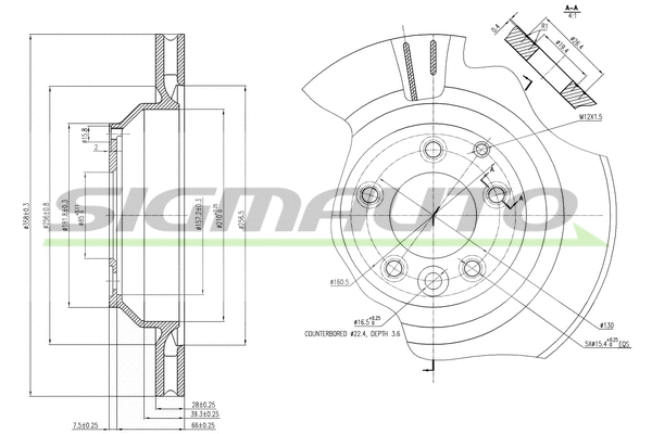Disque de frein SIGMAUTO DBB855V