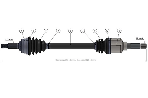 Arbre de transmission SERCORE 221866