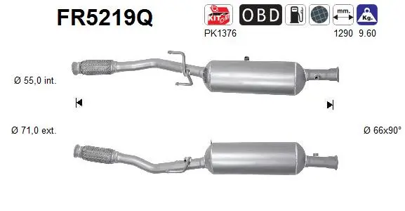 Filtre à particules / à suie, échappement AS FR5219Q
