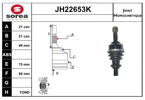 Jeu de joints, arbre de transmission SNRA JH22653K