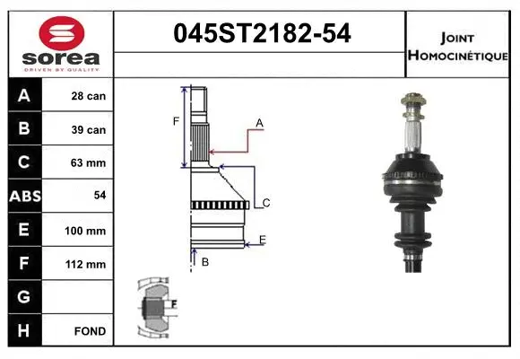 Jeu de joints, arbre de transmission STARTCAR 045ST2182-54