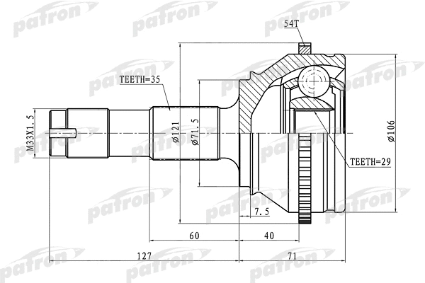 Jeu de joints, arbre de transmission PATRON PCV1334