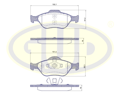 Kit de plaquettes de frein, frein à disque G.U.D. GBP076600