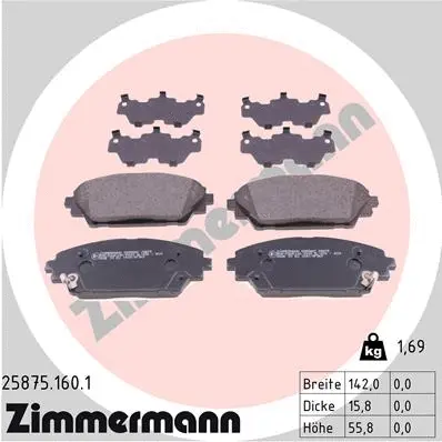 Kit de plaquettes de frein, frein à disque ZIMMERMANN 25875.160.1