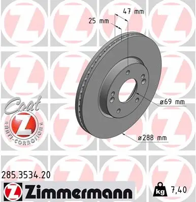 Disque de frein ZIMMERMANN 285.3534.20