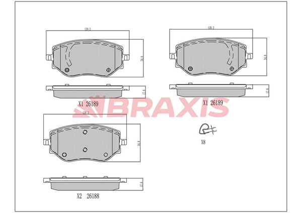 Kit de plaquettes de frein, frein à disque BRAXIS AA0787