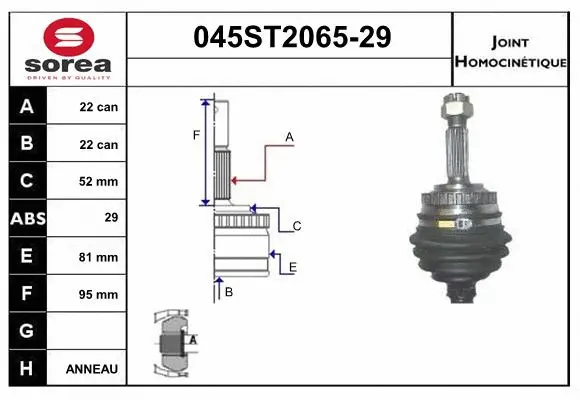 Jeu de joints, arbre de transmission STARTCAR 045ST2065-29