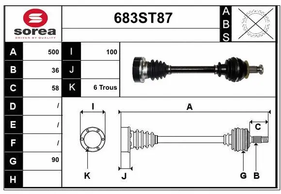 Arbre de transmission STARTCAR 683ST87