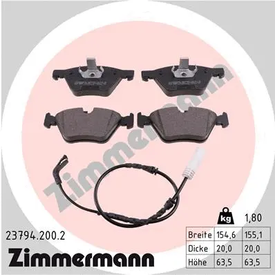 Kit de plaquettes de frein, frein à disque ZIMMERMANN 23794.200.2