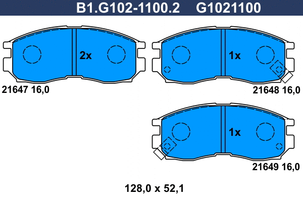 Kit de plaquettes de frein, frein à disque GALFER B1.G102-1100.2