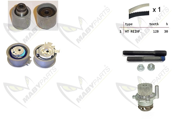 Pompe à eau + kit de courroie crantée MABYPARTS OBKWP0062