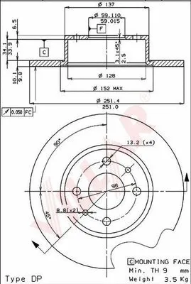 Disque de frein VILLAR 628.0144