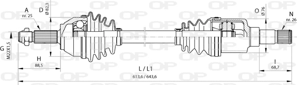 Arbre de transmission OPEN PARTS DRS6374.00