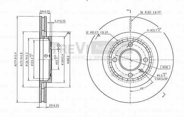 Disque de frein TREVI AUTOMOTIVE BD1109