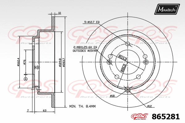 Disque de frein MAXTECH 865281