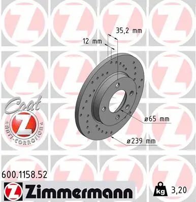 Disque de frein ZIMMERMANN 600.1158.52