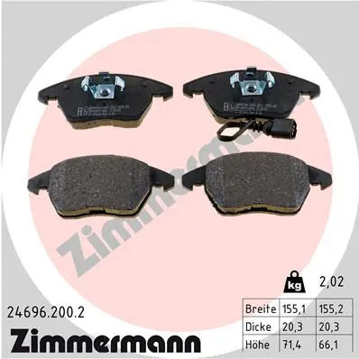 Kit de plaquettes de frein, frein à disque ZIMMERMANN 24696.200.2