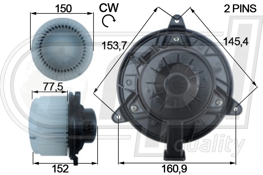 Moteur électrique, pulseur d'air habitacle RPL QUALITY APVTOP5019