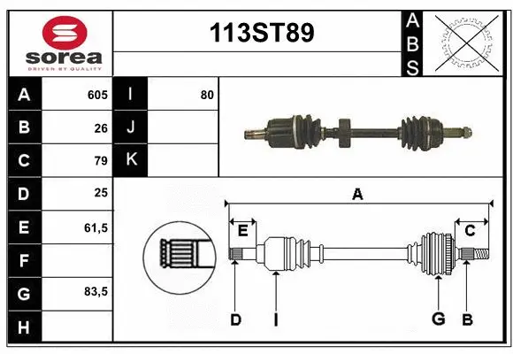 Arbre de transmission STARTCAR 113ST89