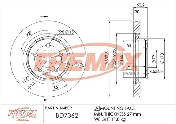 Disque de frein FREMAX BD-7362