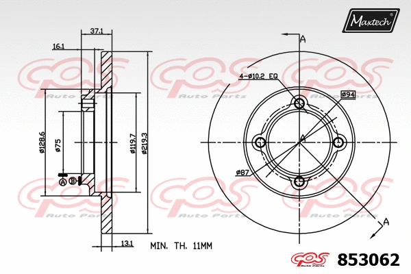 Disque de frein MAXTECH 853062