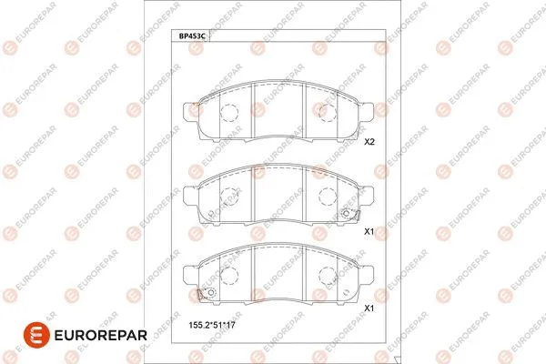 Kit de plaquettes de frein, frein à disque EUROREPAR 1681236380