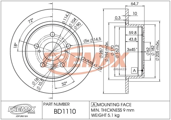 Disque de frein FREMAX BD-1110