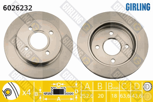 Disque de frein GIRLING 6026232