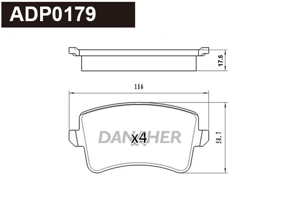 Kit de plaquettes de frein, frein à disque DANAHER ADP0179
