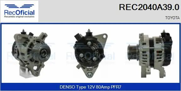 Alternateur RECOFICIAL REC2040A39.0