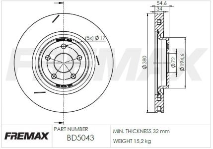 Disque de frein FREMAX BD-5043