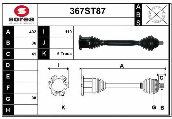 Arbre de transmission STARTCAR 367ST87