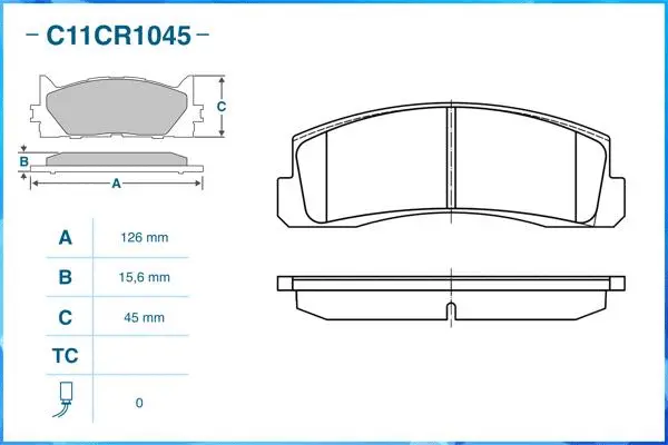 Kit de plaquettes de frein, frein à disque CWORKS C11CR1045