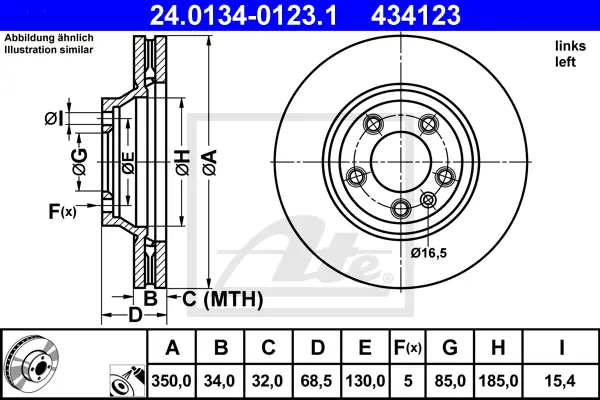 Disque de frein ATE-APAC 24.0134-0123.1
