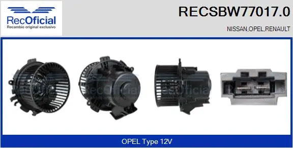 Pulseur d'air habitacle RECOFICIAL RECSBW77017.0