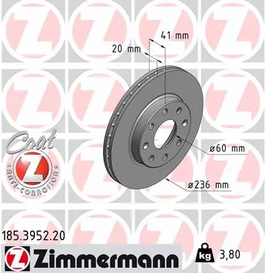 Disque de frein ZIMMERMANN 185.3952.20