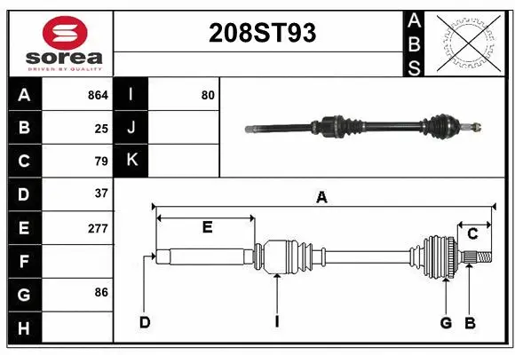 Arbre de transmission STARTCAR 208ST93